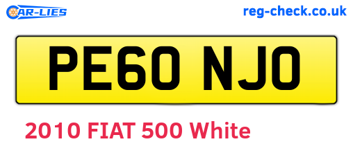 PE60NJO are the vehicle registration plates.