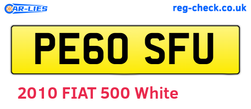 PE60SFU are the vehicle registration plates.