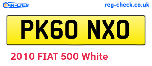 PK60NXO are the vehicle registration plates.