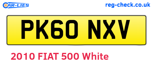 PK60NXV are the vehicle registration plates.