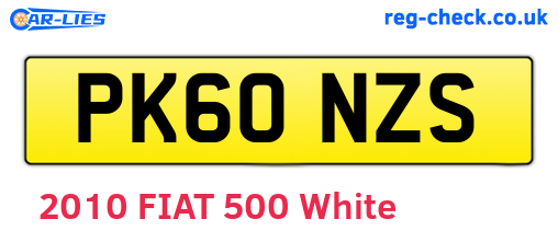 PK60NZS are the vehicle registration plates.