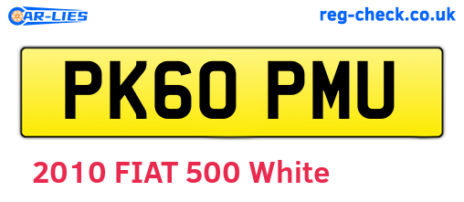 PK60PMU are the vehicle registration plates.