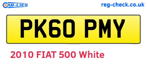 PK60PMY are the vehicle registration plates.