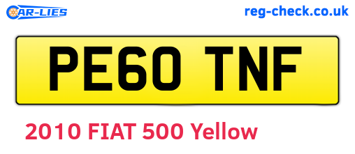 PE60TNF are the vehicle registration plates.