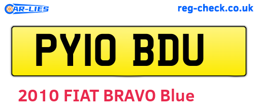 PY10BDU are the vehicle registration plates.
