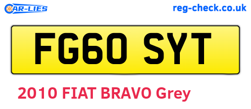 FG60SYT are the vehicle registration plates.