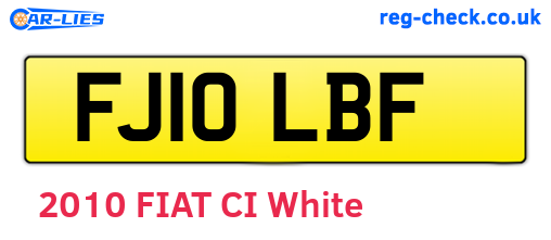 FJ10LBF are the vehicle registration plates.