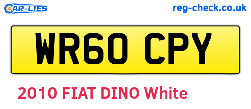 WR60CPY are the vehicle registration plates.