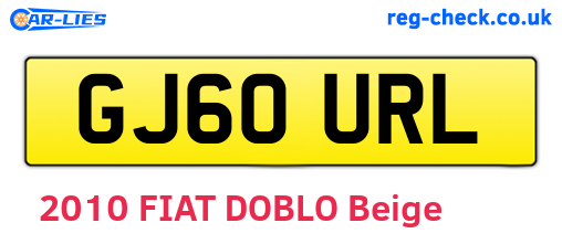 GJ60URL are the vehicle registration plates.