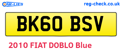 BK60BSV are the vehicle registration plates.