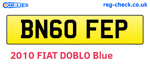 BN60FEP are the vehicle registration plates.