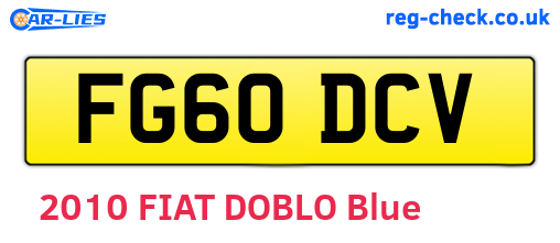 FG60DCV are the vehicle registration plates.