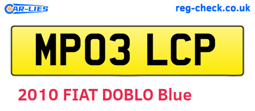 MP03LCP are the vehicle registration plates.