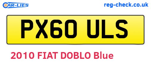 PX60ULS are the vehicle registration plates.