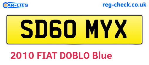 SD60MYX are the vehicle registration plates.