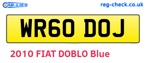 WR60DOJ are the vehicle registration plates.
