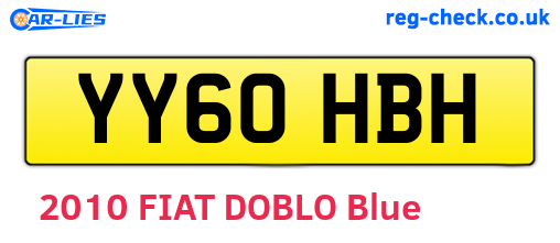 YY60HBH are the vehicle registration plates.