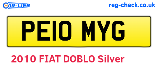 PE10MYG are the vehicle registration plates.