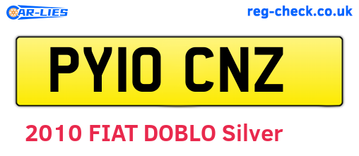 PY10CNZ are the vehicle registration plates.