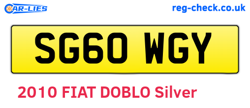 SG60WGY are the vehicle registration plates.