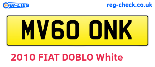 MV60ONK are the vehicle registration plates.