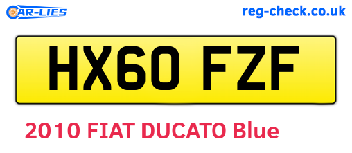 HX60FZF are the vehicle registration plates.
