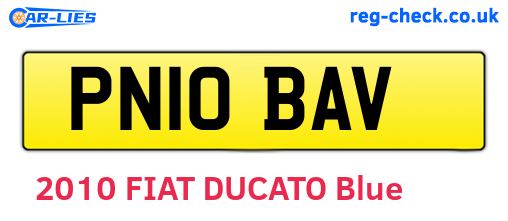 PN10BAV are the vehicle registration plates.