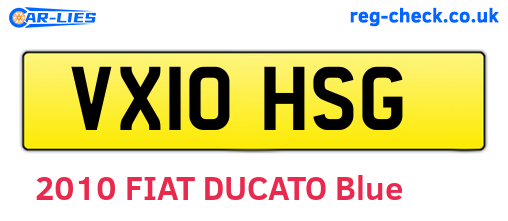VX10HSG are the vehicle registration plates.