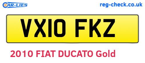 VX10FKZ are the vehicle registration plates.