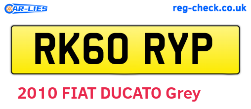 RK60RYP are the vehicle registration plates.