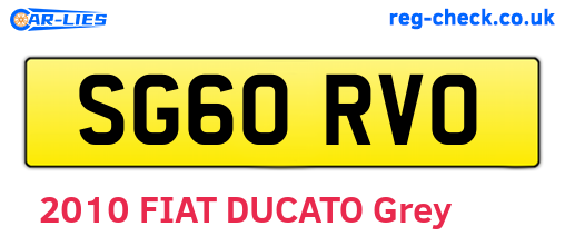 SG60RVO are the vehicle registration plates.