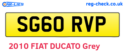 SG60RVP are the vehicle registration plates.