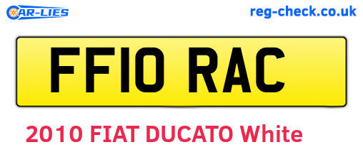 FF10RAC are the vehicle registration plates.