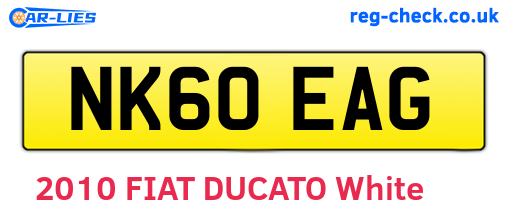 NK60EAG are the vehicle registration plates.