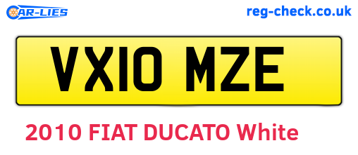 VX10MZE are the vehicle registration plates.