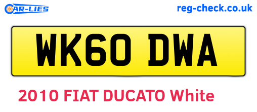 WK60DWA are the vehicle registration plates.