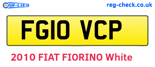 FG10VCP are the vehicle registration plates.