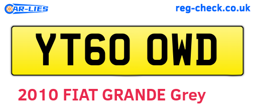 YT60OWD are the vehicle registration plates.