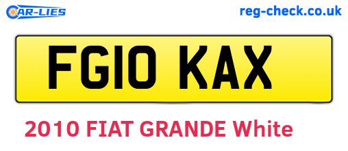 FG10KAX are the vehicle registration plates.