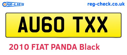 AU60TXX are the vehicle registration plates.