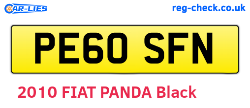 PE60SFN are the vehicle registration plates.
