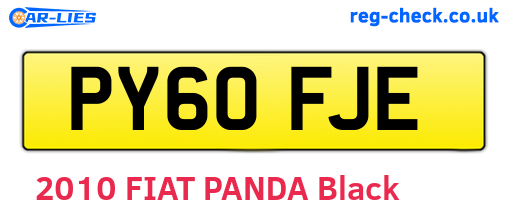 PY60FJE are the vehicle registration plates.