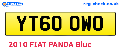 YT60OWO are the vehicle registration plates.