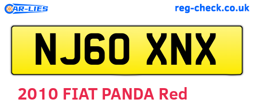 NJ60XNX are the vehicle registration plates.