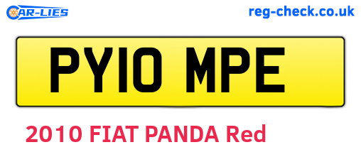 PY10MPE are the vehicle registration plates.