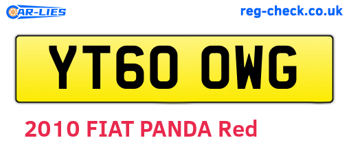 YT60OWG are the vehicle registration plates.