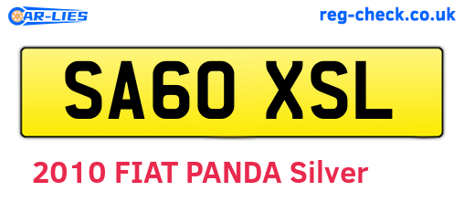 SA60XSL are the vehicle registration plates.