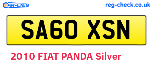 SA60XSN are the vehicle registration plates.