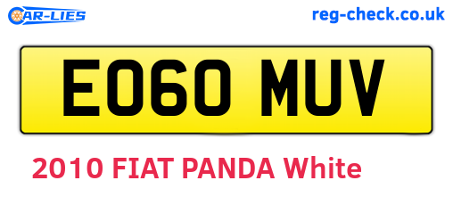 EO60MUV are the vehicle registration plates.