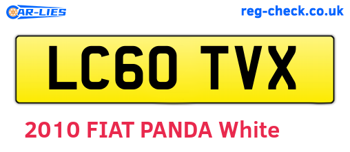 LC60TVX are the vehicle registration plates.